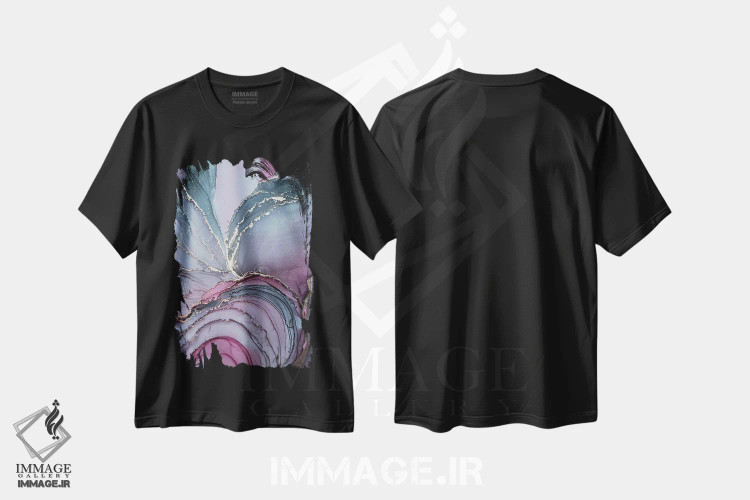 تیشرت مشکی طرح دار ولنتاین من، آبستره اثر استودیو هنری مونه و مانه | immage.ir