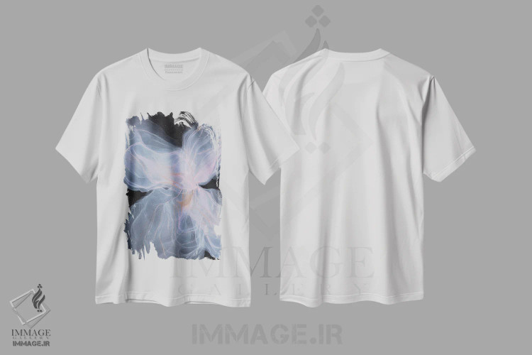 تیشرت سفید طرح دار گل شب اثر استودیو هنری مونه و مانه | فروشگاه ایماژ