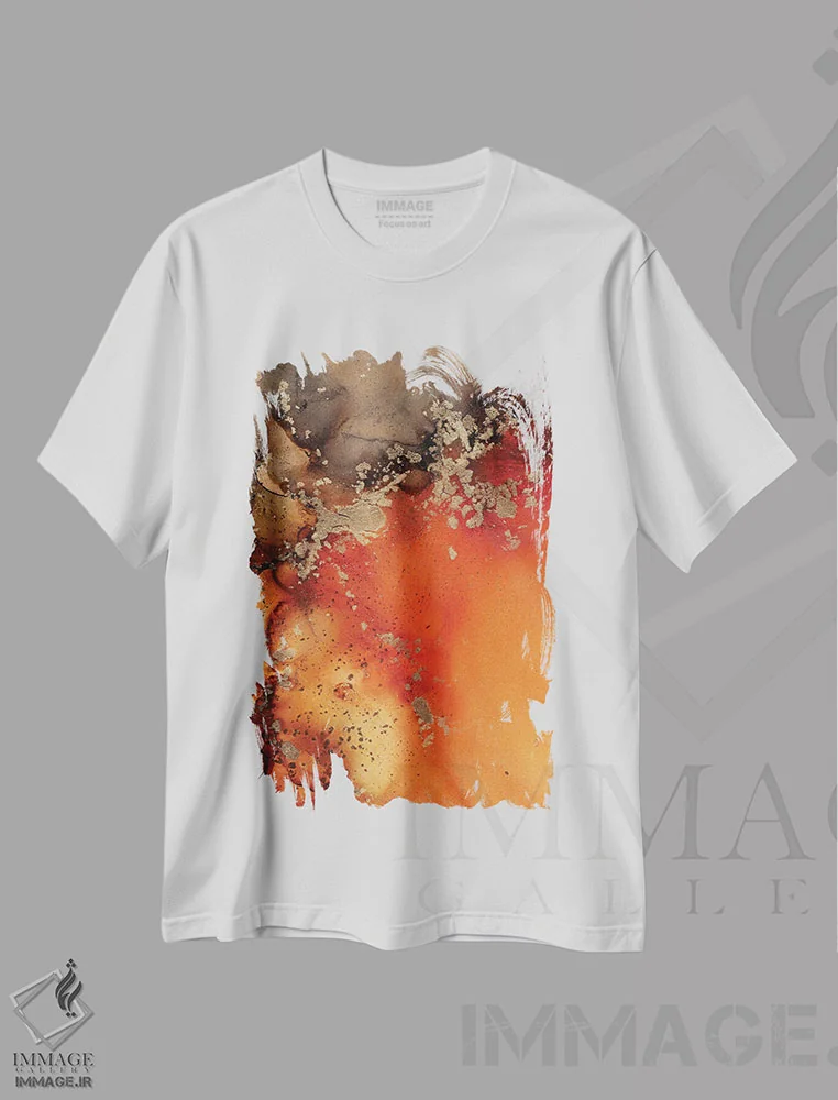تیشرت سفید طرح دار گدازه اثر استودیو هنری مونه و مانه | immage.ir