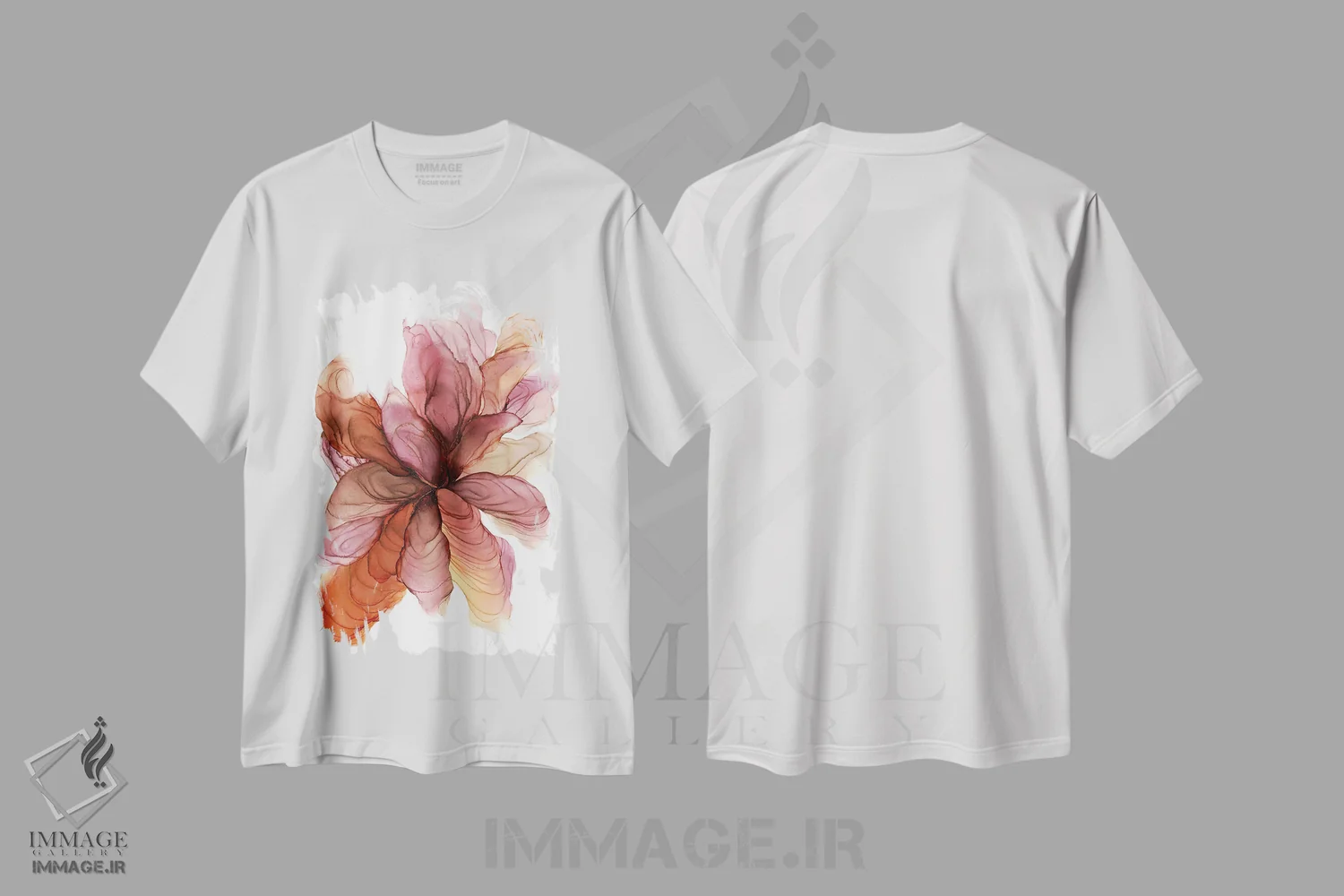 تیشرت سفید طرح دار گل زنجبیلی اثر استودیو هنری مونه و مانه | immage.ir