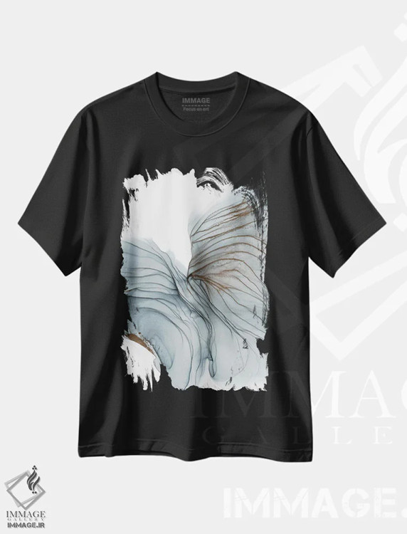 تیشرت مشکی طرح دار پروانه، آبستره اثر استودیو هنری مونه و مانه | immage.ir