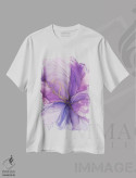 تیشرت سفید طرح دار گل بنفش، آبستره اثر استودیو هنری مونه و مانه | immage.ir
