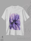 تیشرت سفید طرح دار گل بنفش II اثر استودیو هنری مونه و مانه | فروشگاه ایماژ