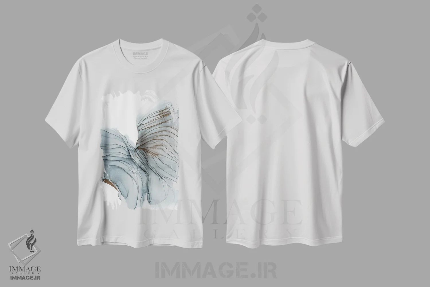 تیشرت سفید طرح دار پروانه، آبستره اثر استودیو هنری مونه و مانه | فروشگاه ایماژ