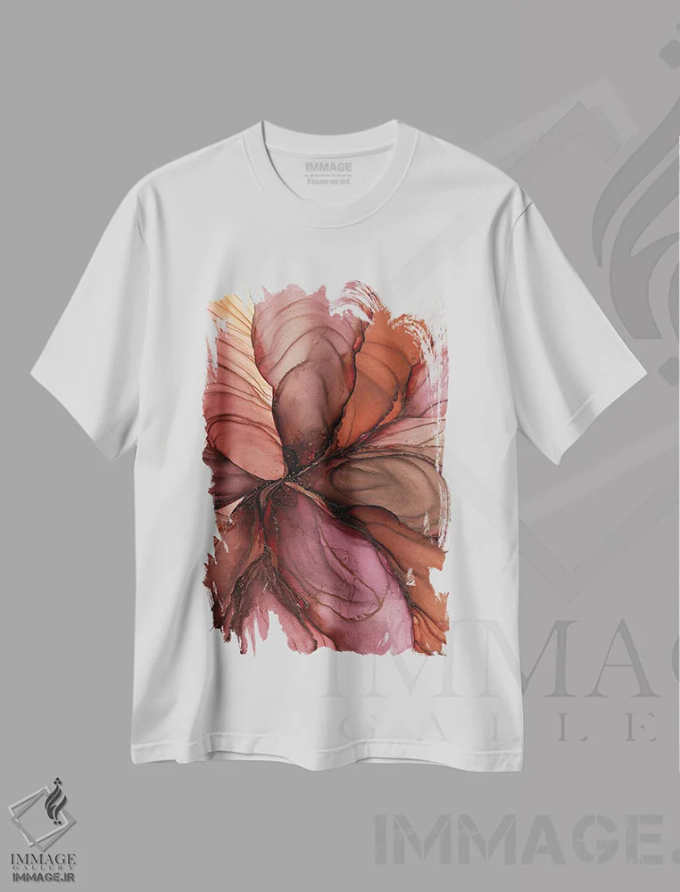 تیشرت سفید طرح دار گل زنجبیلی II اثر استودیو هنری مونه و مانه | immage.ir