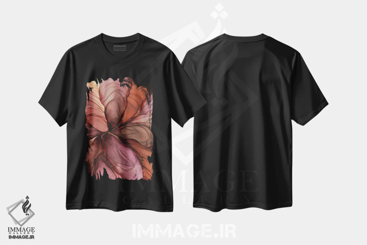 تیشرت مشکی طرح دار گل زنجبیلی II اثر استودیو هنری مونه و مانه | فروشگاه ایماژ