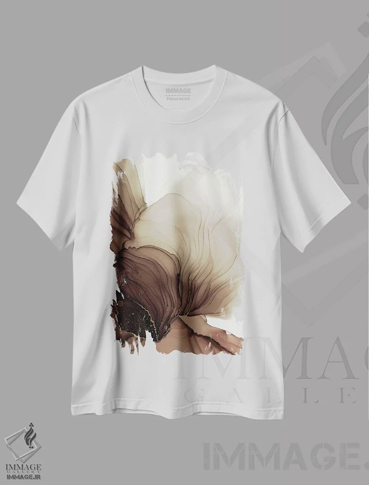 تیشرت سفید طرح دار باد اثر استودیو هنری مونه و مانه | immage.ir