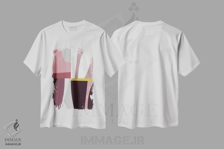 تیشرت سفید طرح دار الگوی هندسی اُرگانیک I قرمز، آبستره اثر استودیوی هنر قدیم | فروشگاه ایماژ