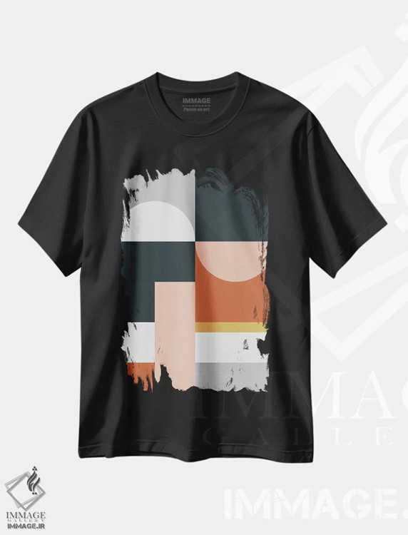 تیشرت مشکی طرح دار ترکیب هندسی انتزاعی IX، آبستره اثر استودیوی هنر قدیم | فروشگاه ایماژ