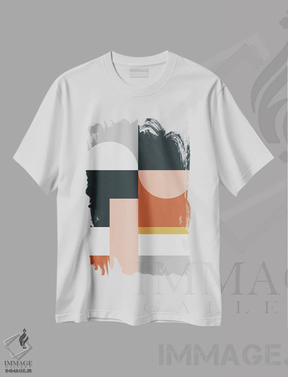 تیشرت سفید طرح دار ترکیب هندسی انتزاعی IX، آبستره اثر استودیوی هنر قدیم | immage.ir