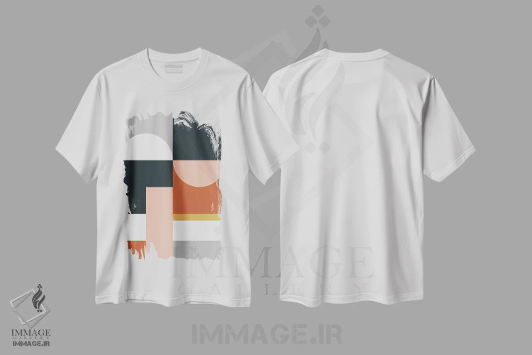 تیشرت سفید طرح دار ترکیب هندسی انتزاعی IX، آبستره اثر استودیوی هنر قدیم | immage.ir