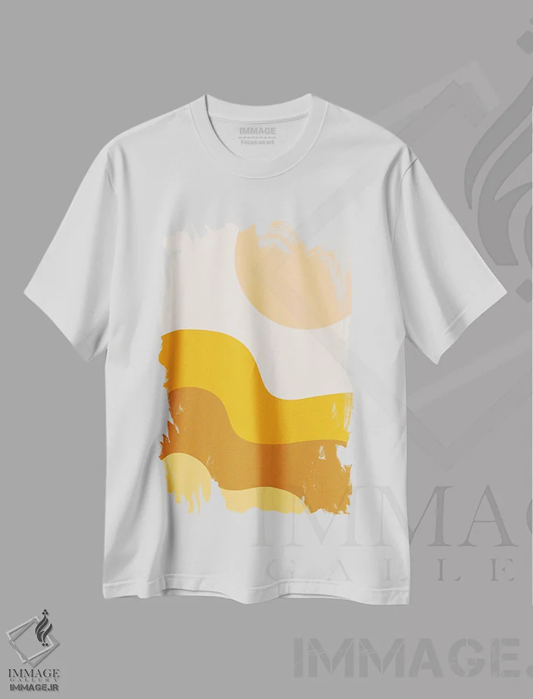 تیشرت سفید طرح دار تپه های شنی آفتابی I، آبستره اثر استودیوی هنر قدیم | immage.ir