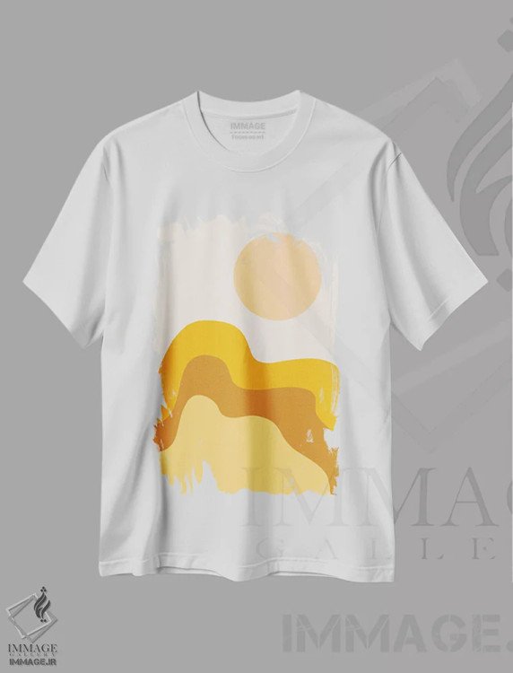 تیشرت سفید طرح دار تپه های شنی آفتابی II، آبستره اثر استودیوی هنر قدیم | فروشگاه ایماژ