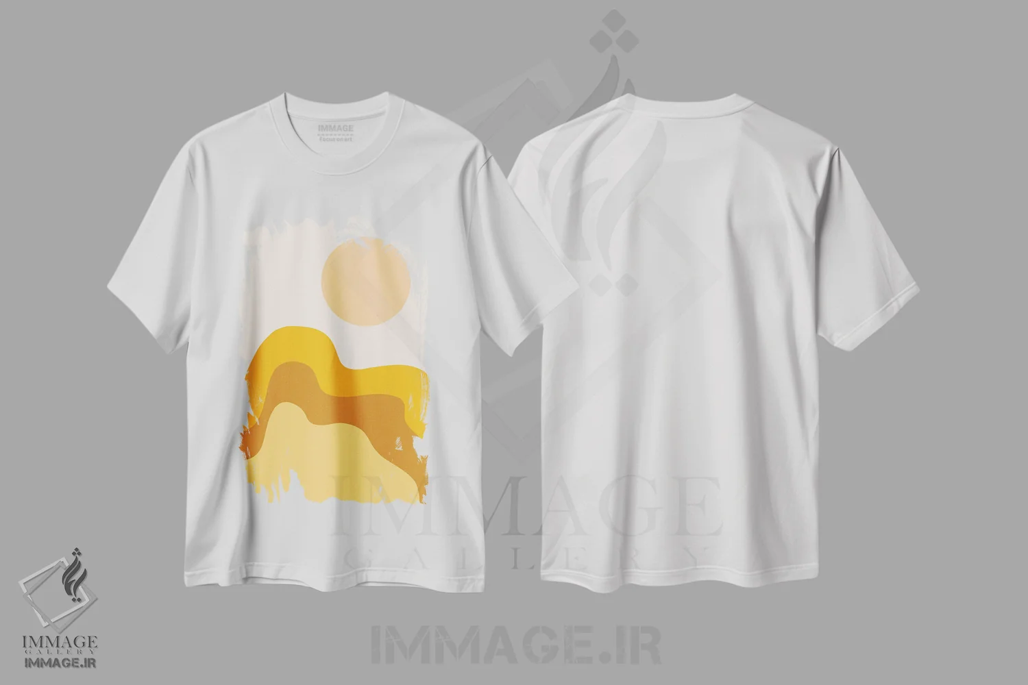 تیشرت سفید طرح دار تپه های شنی آفتابی II، آبستره اثر استودیوی هنر قدیم | فروشگاه ایماژ
