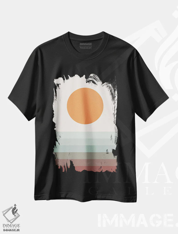 تیشرت مشکی طرح دار جوینده خورشید XVIB، آبستره اثر استودیوی هنر قدیم | immage.ir
