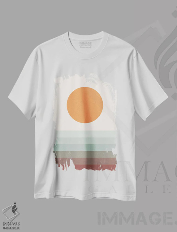 تیشرت سفید طرح دار جوینده خورشید XVIB، آبستره اثر استودیوی هنر قدیم | فروشگاه ایماژ