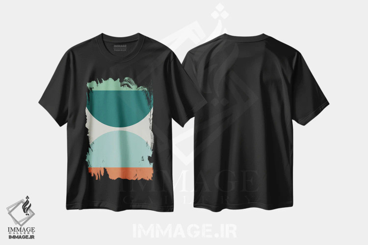 تیشرت مشکی طرح دار ترکیب هندسی انتزاعی XX اثر استودیوی هنر قدیم | فروشگاه ایماژ