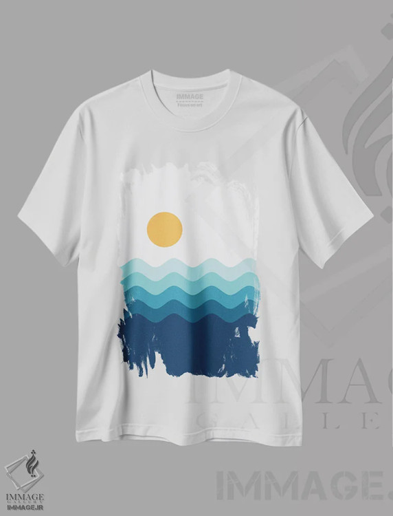 تیشرت سفید طرح دار منظره انتزاعی XIVA، آبستره اثر استودیوی هنر قدیم | فروشگاه ایماژ