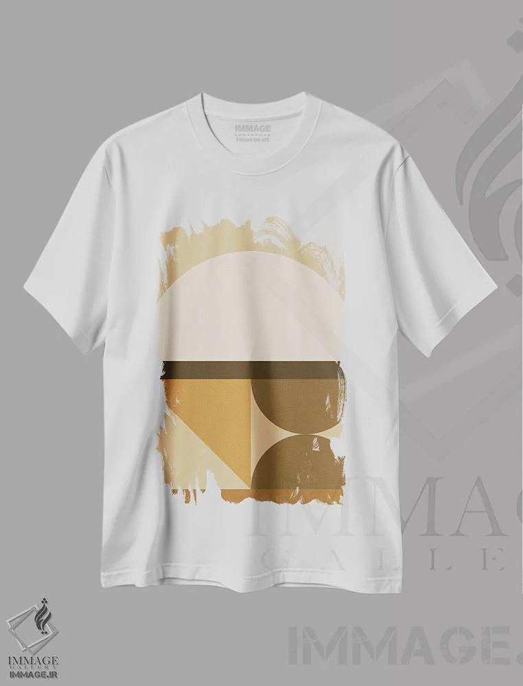 تیشرت سفید طرح دار ترکیب هندسی انتزاعی XXXIVC، آبستره اثر استودیوی هنر قدیم | فروشگاه ایماژ