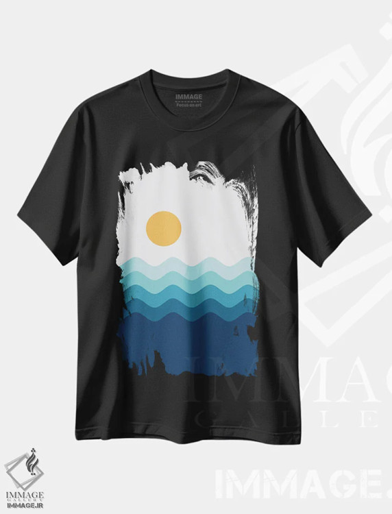 تیشرت مشکی طرح دار منظره انتزاعی XIVA، آبستره اثر استودیوی هنر قدیم | immage.ir