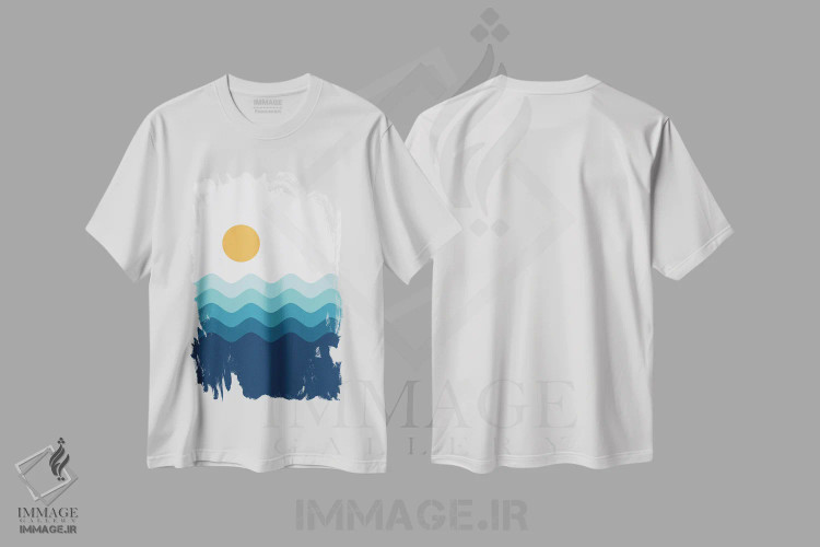 تیشرت سفید طرح دار منظره انتزاعی XIVA، آبستره اثر استودیوی هنر قدیم | فروشگاه ایماژ