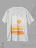 تیشرت سفید طرح دار منظره انتزاعی IX نارنجی، آبستره اثر استودیوی هنر قدیم | فروشگاه ایماژ