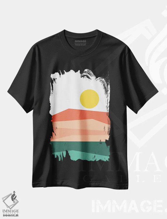 تیشرت مشکی طرح دار منظره انتزاعی IX قرمز، آبستره اثر استودیوی هنر قدیم | فروشگاه ایماژ