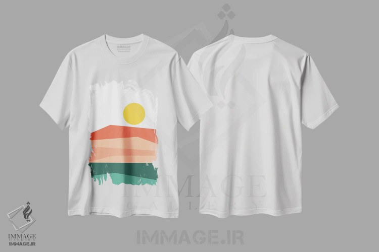 تیشرت سفید طرح دار منظره انتزاعی IX قرمز، آبستره اثر استودیوی هنر قدیم | immage.ir