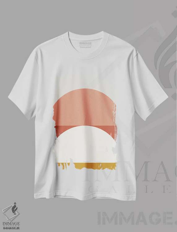تیشرت سفید طرح دار ترکیب هندسی انتزاعی IB، آبستره اثر استودیوی هنر قدیم | immage.ir