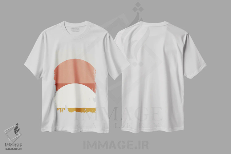 تیشرت سفید طرح دار ترکیب هندسی انتزاعی IB، آبستره اثر استودیوی هنر قدیم | immage.ir
