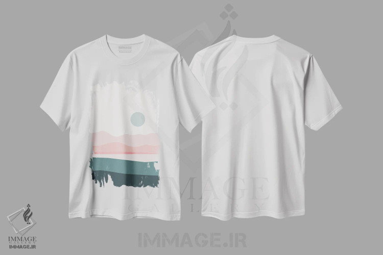 تیشرت سفید طرح دار منظره انتزاعی III، آبستره اثر استودیوی هنر قدیم | immage.ir