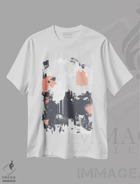 تیشرت سفید طرح دار الگوی نقاشی انتزاعی I اثر استودیوی هنر قدیم | immage.ir