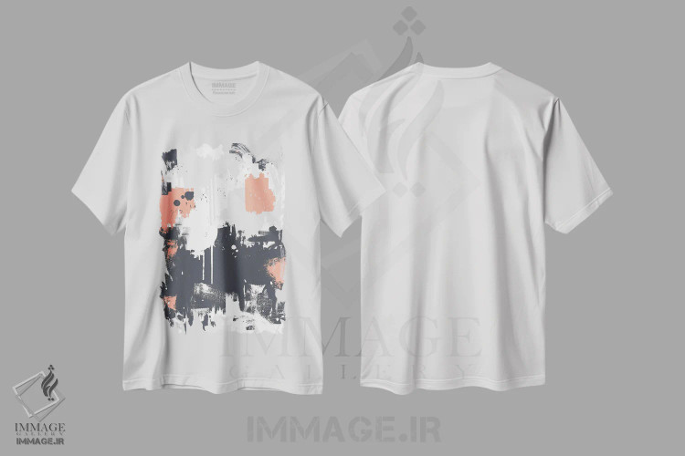 تیشرت سفید طرح دار الگوی نقاشی انتزاعی I اثر استودیوی هنر قدیم | immage.ir
