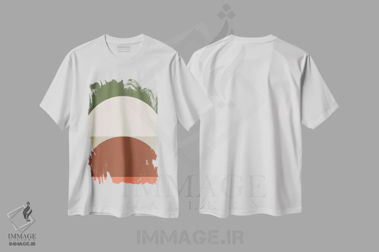 تیشرت سفید طرح دار ترکیب هندسی انتزاعی IC، آبستره اثر استودیوی هنر قدیم | immage.ir