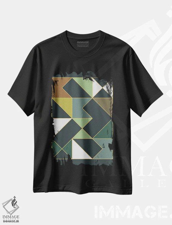 تیشرت مشکی طرح دار الگوی هندسی دکو II اثر استودیوی هنر قدیم | immage.ir