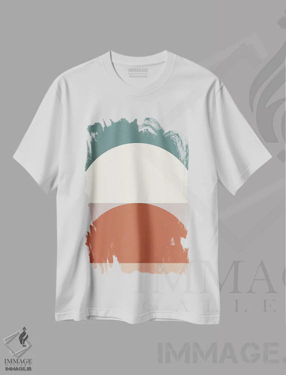 تیشرت سفید طرح دار ترکیب هندسی انتزاعی ID، آبستره اثر استودیوی هنر قدیم | فروشگاه ایماژ