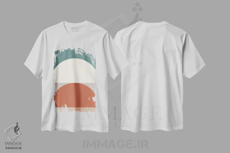تیشرت سفید طرح دار ترکیب هندسی انتزاعی ID، آبستره اثر استودیوی هنر قدیم | فروشگاه ایماژ