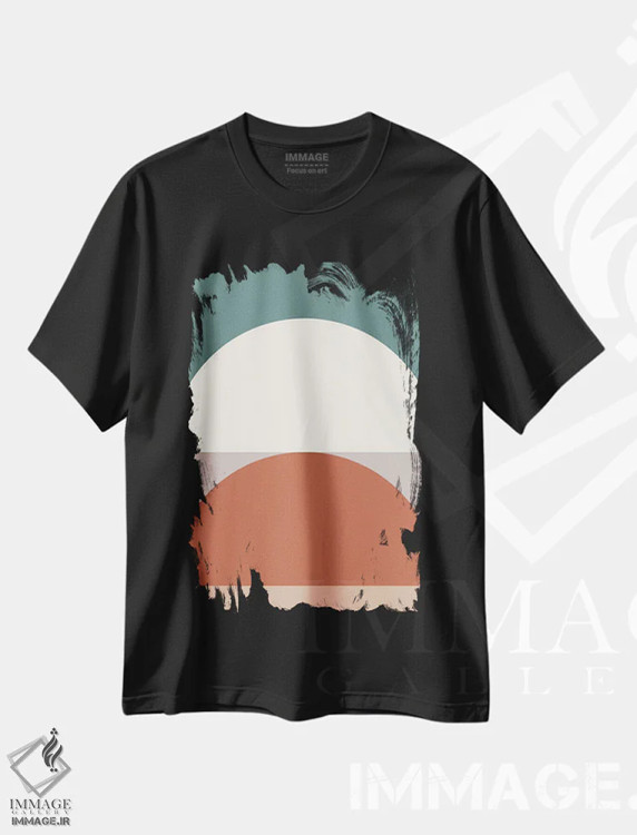 تیشرت مشکی طرح دار ترکیب هندسی انتزاعی ID، آبستره اثر استودیوی هنر قدیم | immage.ir