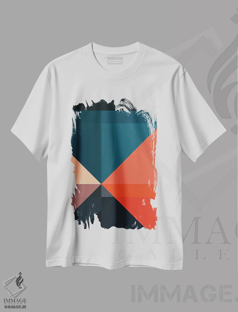 تیشرت سفید طرح دار هندسی XVIIXIII اثر استودیوی هنر قدیم | immage.ir
