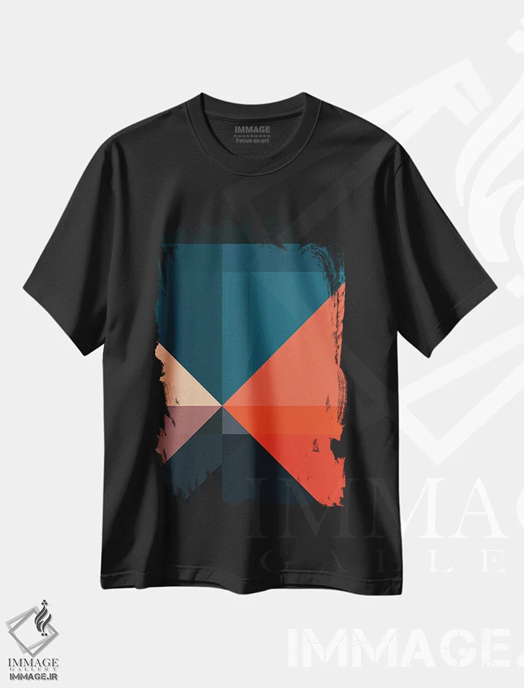 تیشرت مشکی طرح دار هندسی XVIIXIII اثر استودیوی هنر قدیم | فروشگاه ایماژ