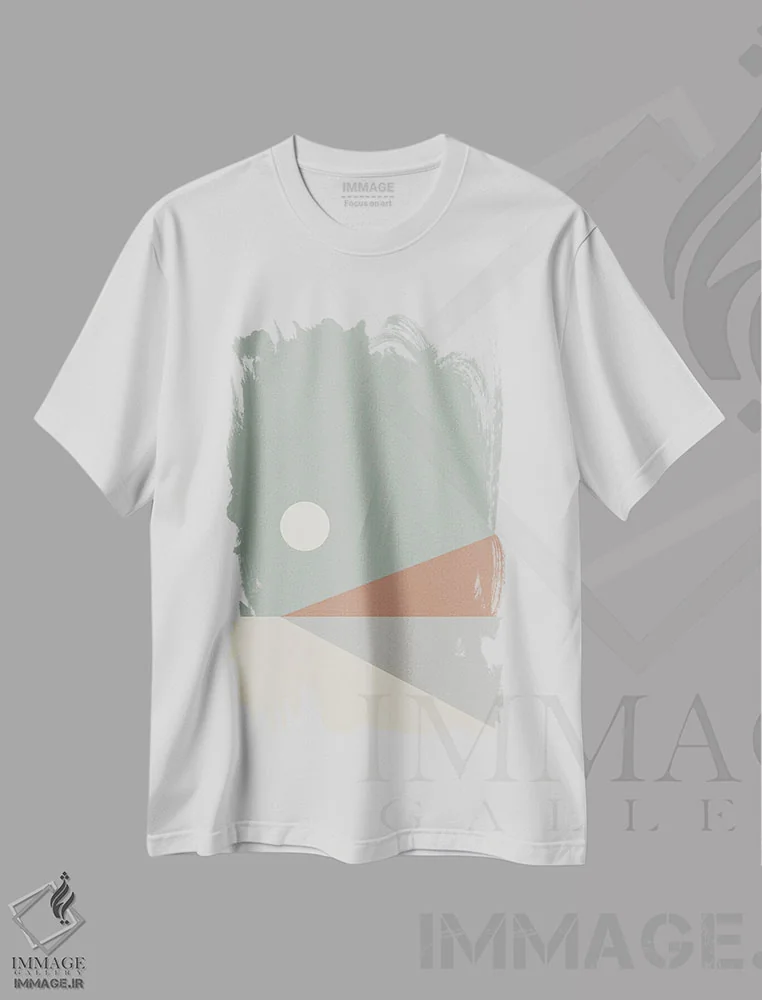 تیشرت سفید طرح دار منظره هندسی III، آبستره اثر استودیوی هنر قدیم | فروشگاه ایماژ