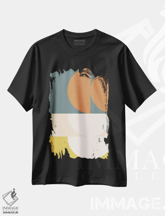 تیشرت مشکی طرح دار ترکیب هندسی انتزاعی II اثر استودیوی هنر قدیم | immage.ir