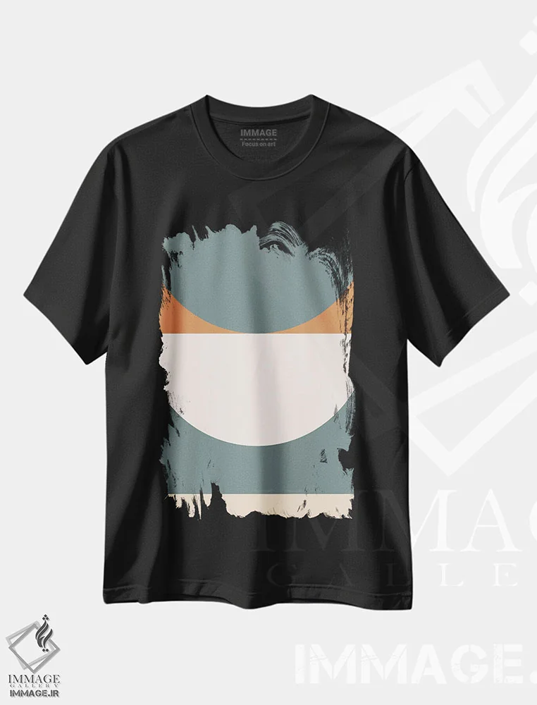 تیشرت مشکی طرح دار ترکیب هندسی انتزاعی III، آبستره اثر استودیوی هنر قدیم | فروشگاه ایماژ