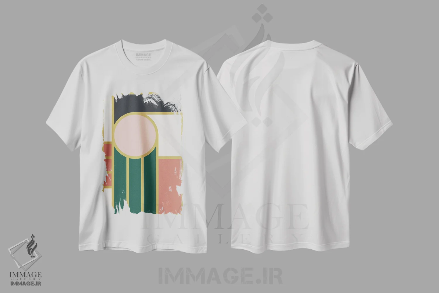 تیشرت سفید طرح دار هندسی ماکسیمالیستی IVB اثر استودیوی هنر قدیم | immage.ir