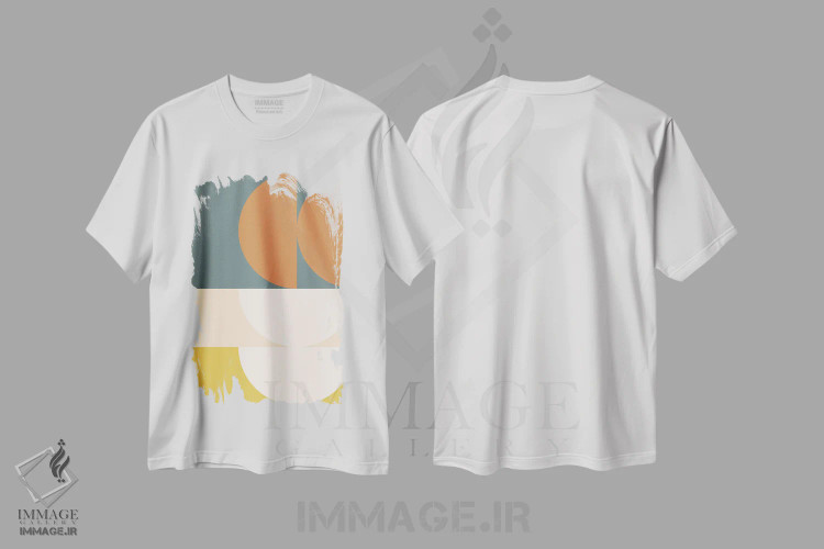 تیشرت سفید طرح دار ترکیب هندسی انتزاعی II اثر استودیوی هنر قدیم | فروشگاه ایماژ