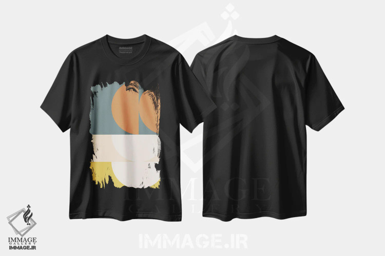 تیشرت مشکی طرح دار ترکیب هندسی انتزاعی II اثر استودیوی هنر قدیم | immage.ir