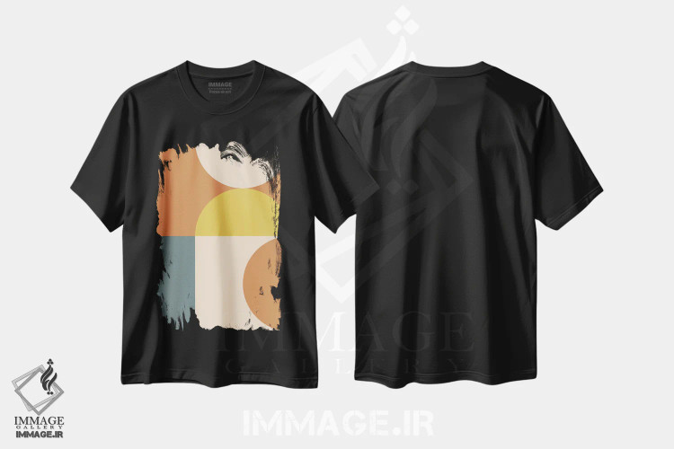 تیشرت مشکی طرح دار ترکیب هندسی انتزاعی IV، آبستره اثر استودیوی هنر قدیم | فروشگاه ایماژ