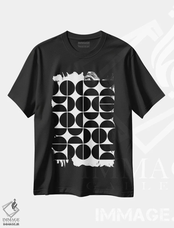 تیشرت مشکی طرح دار هندسی مدرن میانه قرن IV مشکی اثر استودیوی هنر قدیم | immage.ir