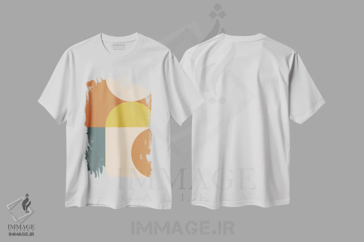 تیشرت سفید طرح دار ترکیب هندسی انتزاعی IV، آبستره اثر استودیوی هنر قدیم | immage.ir