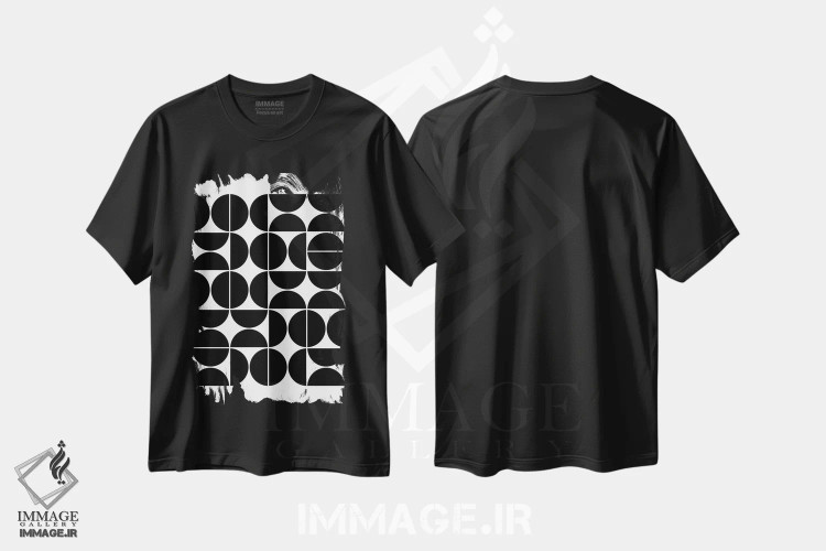 تیشرت مشکی طرح دار هندسی مدرن میانه قرن IV مشکی اثر استودیوی هنر قدیم | immage.ir